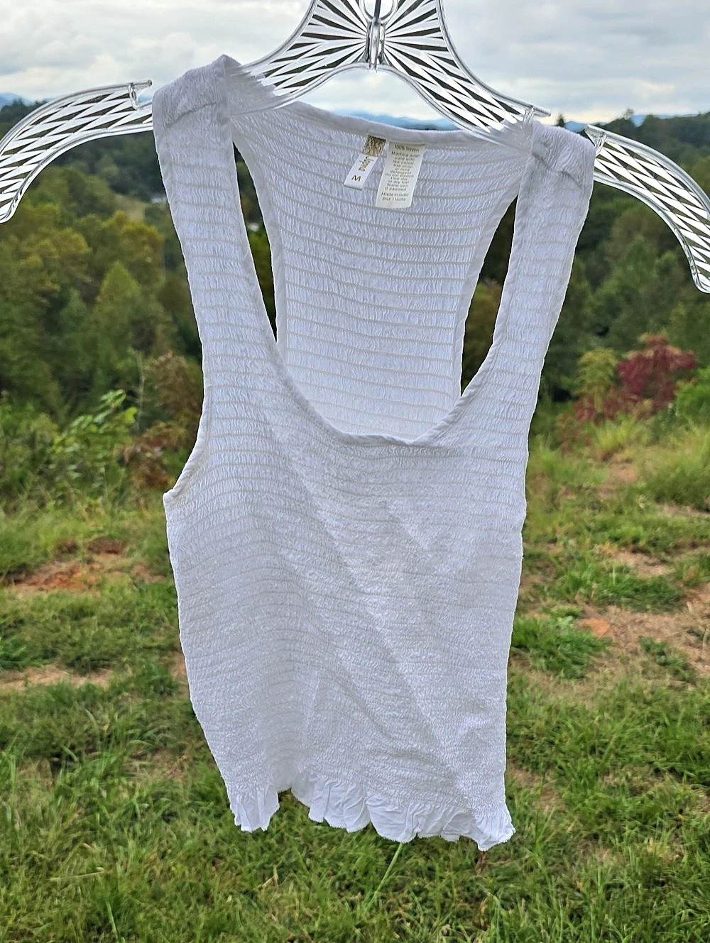 Japna White Smocked Tank Top Size Medium Like New